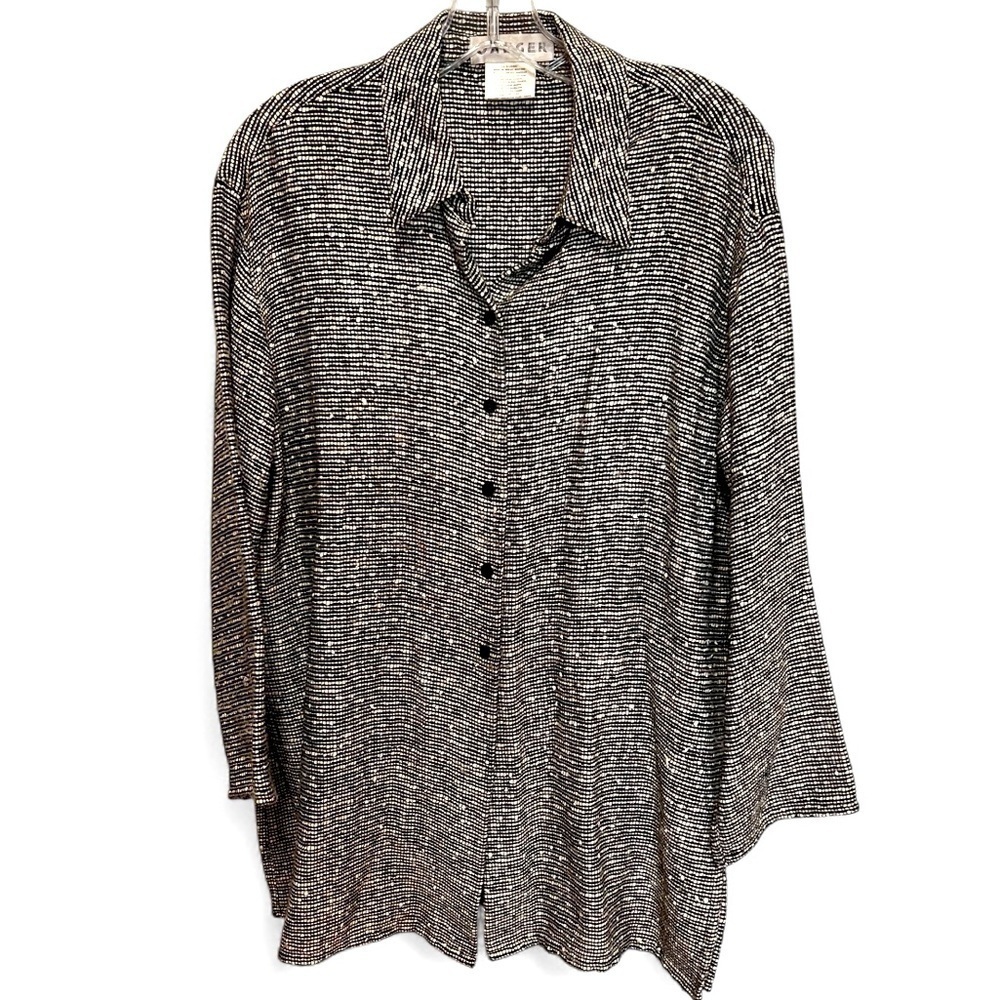Vtg Jaeger shirt/jacket button down with vented sides and square hem size 8